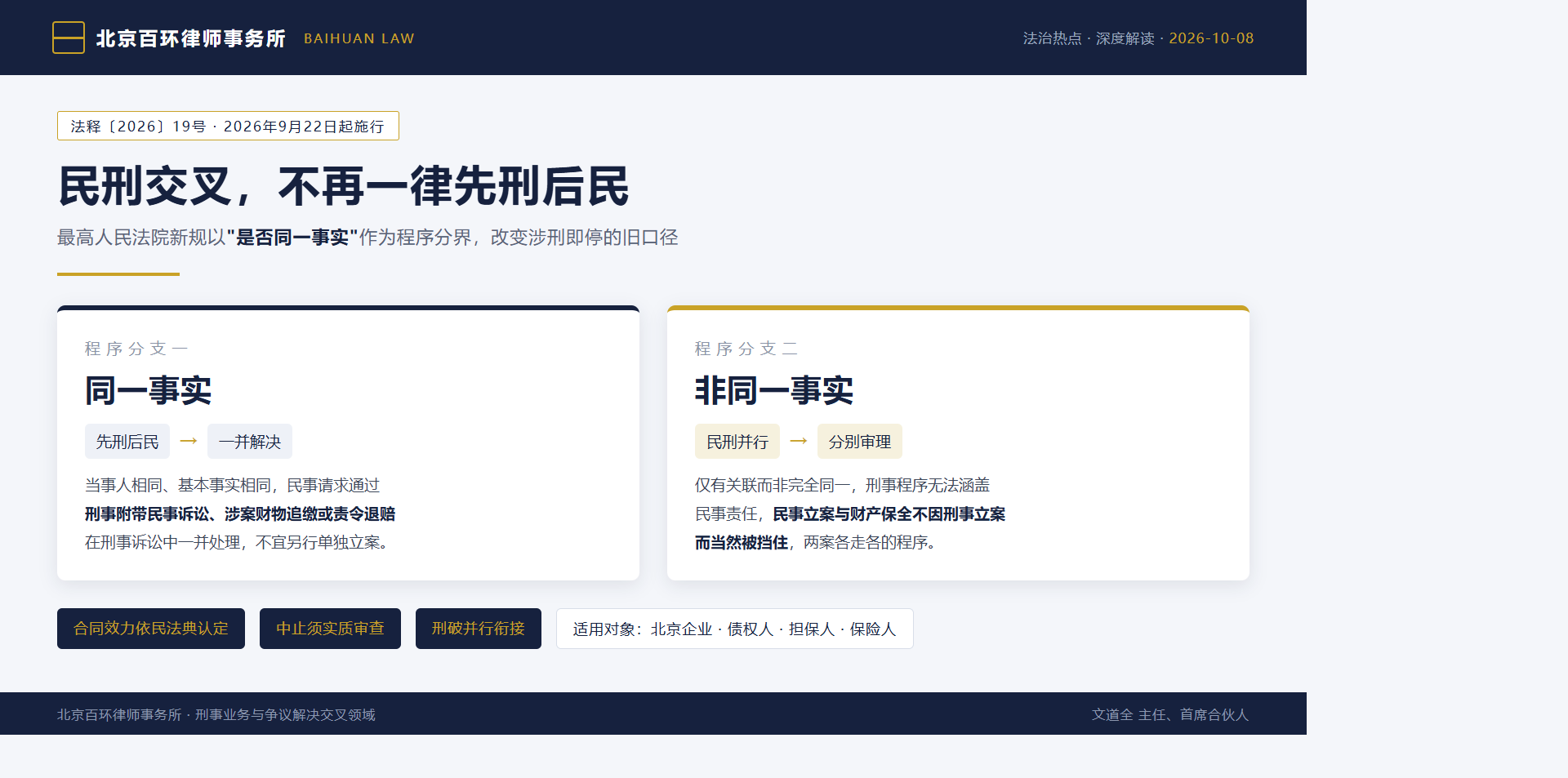 北京企业遇到民刑交叉怎么办？最高法新规适用标准与应对